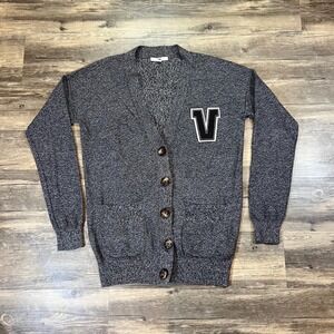Vans Varsity Cardigan Sweater Sm‎ Gray Button Front Knit Preppy Skate Streetwear